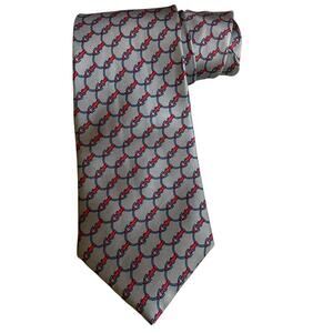 Envoy Italian Silk Tie Equestrian Snaffle Bit Gray Red